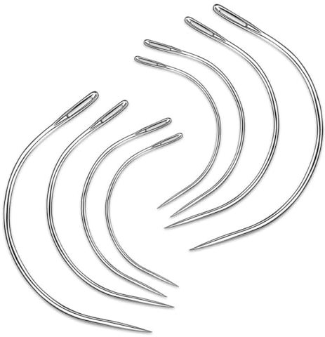 JEYORZY Juego de 8 Agujas Curvas, Redondas, de Cuero, de Acero, Aguja de Coser Curva, para Tapicería, para Coser, Peluca, C, Agujas Curvas, Extensiones, Agujas, Cuero, Agujas de Costura, Finas