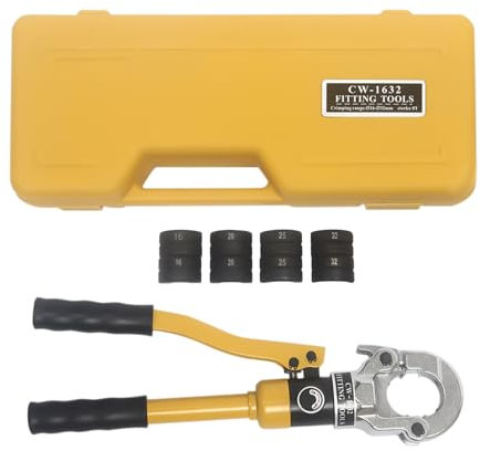 DHQCQL Crimpadora hidráulica con caja de herramientas y 4 insertos, crimpadora hidráulica para prensar tubos de aluminio y plástico y tubos PEX