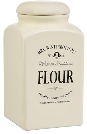 BUTLERS 2er-Set Mehldose 1,3l Porzellan -MRS. WINTERBOTTOM'S- Mehlbehälter im Retro Look | Mehl Aufbewahrung, Vorratsbehälter mit Deckel | Keramikdose Retro Design für die Küche