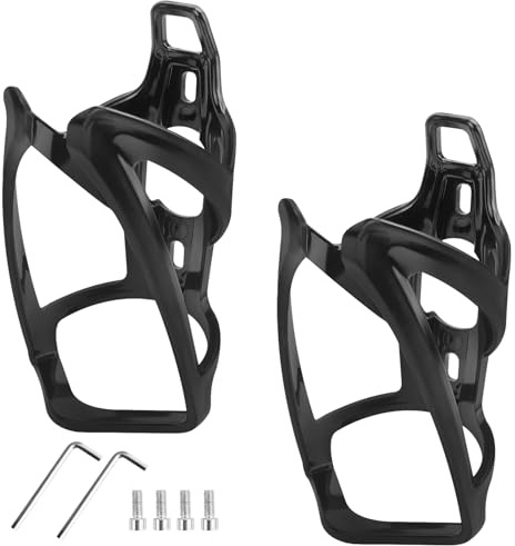 WPPQWP Lot de 2 porte-bouteilles pour vélo, 35 g, légers, pour VTT et vélos de route, noir mat, avec clé de montage et vis (2, noir)