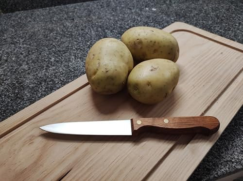 Genérico AISATORA Cuchillo polivalente de cocina mango madera, para cortar verduras y legumbres, perfecto para pelar fruta, carne y pescado. Muy ligero y de fácil manejo. Largo 22cm.