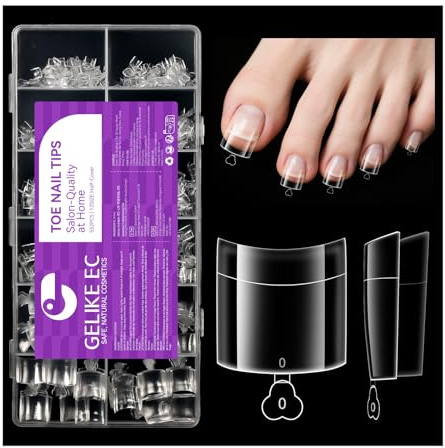 Half Cover Weiches Gel Künstliche Fussnägel Tips Für DIY Art Lover Frauen | Zehennägel Einkaufen Strand Pool Musikfestival 552Stück 12Größen