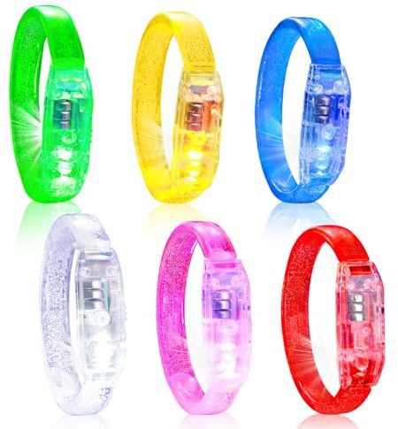 6 Pezzi Braccialetti Luminosi LED, Braccialetti Fluorescenti Bambini e Adulti, Bracciali Bastoni Luce per Halloween Natale Concerto Matrimoni