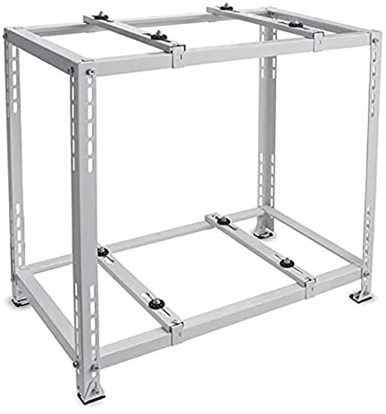 Soporte de aire acondicionado de doble nivel resistente, soporte de suelo con absorción de golpes para unidades de aire acondicionado mini split y bombas de calor