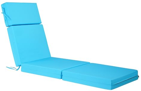 VEVOR Deckchair Auflagen, 1830x533x98 mm, Liegenauflagen für den Außenbereich, wasserabweisend & farbecht, Sonnenliegen-Kissen mit Bändern, Dicke Terrassen-Liegepolster für Pooldeck, Meerblau