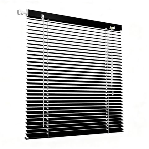 AJTXCSFOQL Tenda Veneziana Persiane Oscuranti Senza Fare Buchi, 30-215 cm Veneziane in Alluminio, Protezione dalla Luce e ai Raggi Solari, 25mm Veneziane da Interno per Privacy e Protezione(Nero)