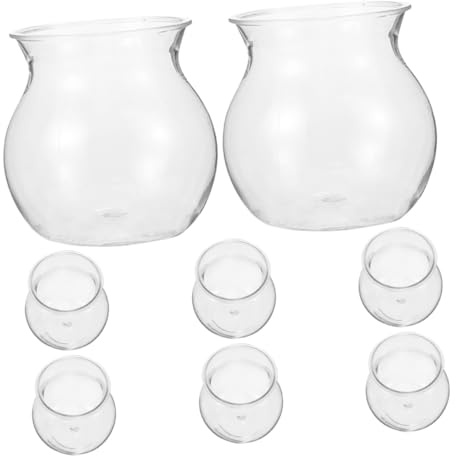 COLLBATH Ensemble de 8 Pots en Plastique pour Succulentes Design Créatif de Poupée à Tête d'herbe, pour Décoration de Bureau et Observation Facile Croissance