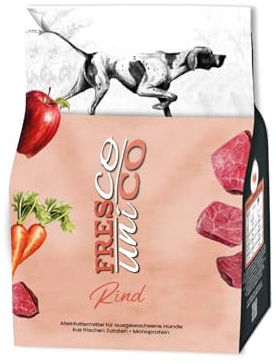 FRESCO Dog Unico Rind 1kg | Hundefutter trocken mit 67% Frisch-Fleischanteil & Gemüse | Mono-Protein & hohe Verträglichkeit | Sorgsam luftgetrocknet | Adult Trockenfutter für Hunde sensitiv