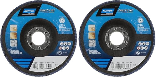 Norton Disque à lamelles fibre technique Norzon 125 x 22 mm Grain 60 (Lot de 2)