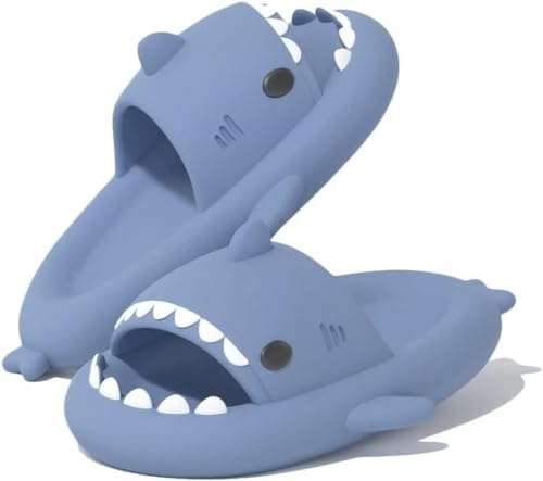 Mnking Ciabatte Squalo Estive Mare Open Toe Donna Uomo Ultra Morbide Antiscivolo Sandali Spiaggia Piscina a Punta Aperta Shark Slides Slippers Blu EU40-41