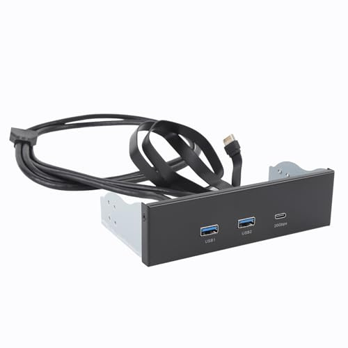 TOPINCN Hub de Panel Frontal USB 3,2 Gen 2, Puertos Dobles, Adaptador de 19 Pines de 5,25 Pulgadas, Panel Rápido de 20Gbps para OS X/para Usuarios de Sistemas