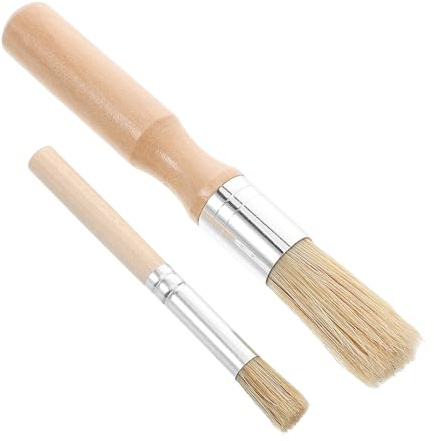 SUPVOX Cepillo de Cocina para Alimentos 2 Piezas, Pinceles para Hornear y Barbacoa Mango de Madera, Pelo Suave de Cerda Natural, Tamaño 150x20 Mm y 100x8 Mm, Utensilios Repostería