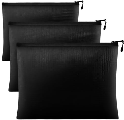 Wulshome 2 Stück Kleine Dokumententasche mit Reißverschluss, Feuerfeste Geldtasche Klein Feuer und Wasserfeste Dokumententasche Feuerschutz Tasche (13.5x20.5cm/17x28cm/24x34cm)