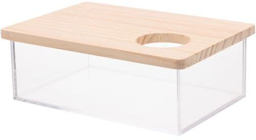 Generic Caja de Baño de Arena para Hámster Mediana Transparente Tapa Amarilla, Contenedor para Jerbos y Conejillos de Indias, Accesorio para Baño y Área de Arena, Material Acrílico