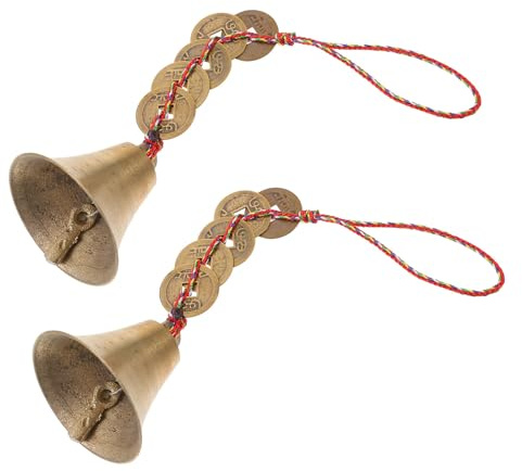 iplusmile Campanelli in ottone da appendere 2 pezzi vintage per relax e attrarre ricchezza in ambienti di studio