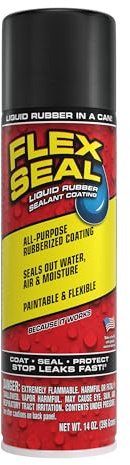 Flex Seal, 14 oz, Black, Stop Leaks Instantly, Waterproof Rubber Spray On Sealant Coating, Perfect for Gutters, Wood, RV, Campers, Roof Repair, Skylights, Windows, and More