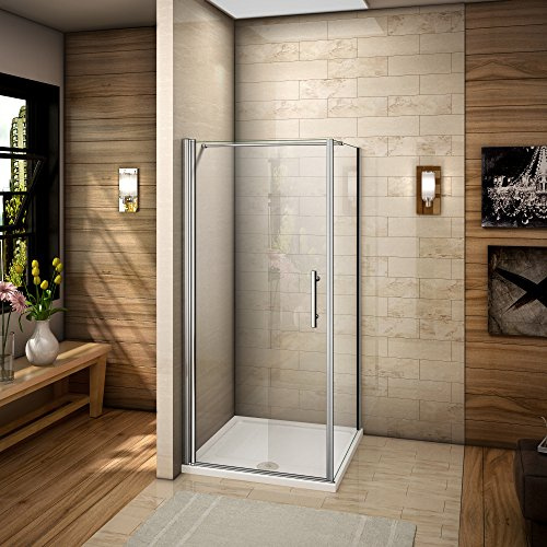 Porte de douche 80x76x185cm Porte pivotante porte de douche cabine de douche avec barre de fixation 140cm verre anticalcaire