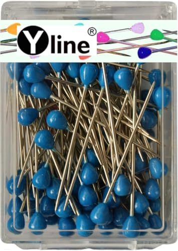 100 Stück Tapezierstecker mit Kunststoffkopf blau ca. 60 mm, Schmuck- Nadeln Stecknadeln groß, 0717-BL