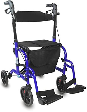 Mobiclinic, Deambulatore, Picasso, Marchio europeo, Adulti o disabili, Per anziani, In alluminio, Leggero, Pieghevole, Con seduta e 4 ruote, Colore blu