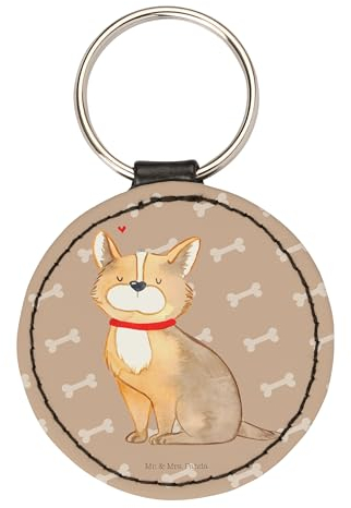 Mr. & Mrs. Panda Rund Schlüsselanhänger Hund Glück - Geschenk, Schutzengel, Taschenanhänger, Hundeliebe, Liebe, Vierbeiner, Hundemotiv, Haustier,
