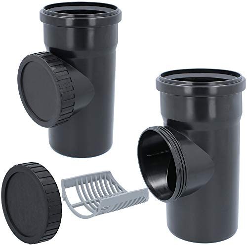 Downpipe Filter DN 100 Diameter 110 mm Black | Rain Pipe Filter with Strainer Gutter Protection Leaf Protection Rain Water Butt Filter