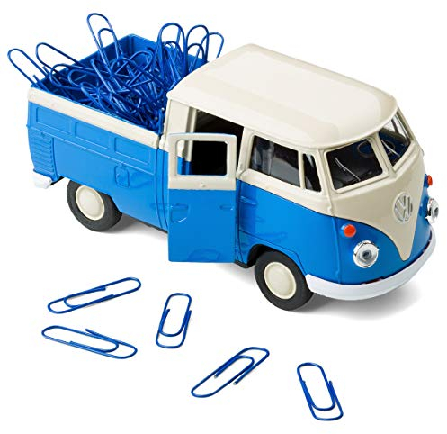 Magnetischer Büroklammerspender kompatibel mit VW-Bus T1 Transporter Pritschenwagen inkl. Büroklammern – Mobile Office (blau)