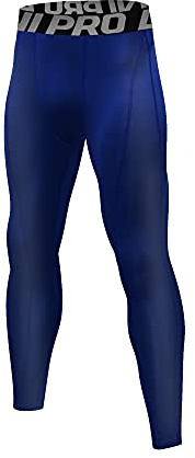 LNJLVI Kompressionsleggings för män baslager löpning tights sport fitnessbyxor, Löpningsbyxor/marinblå linje, M