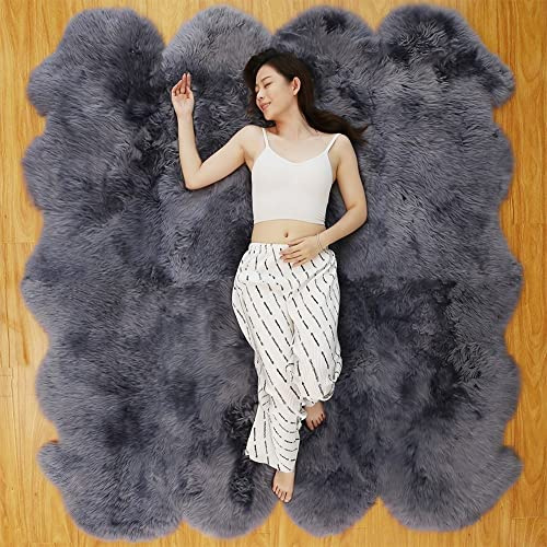 Altlue Tappeto Pecora Vera Pelle di Pecora Tappeto di Pelliccia Tappeto Peloso Grande Tappeti Lana Grandi per Soggiorno (Size : 8p(185 * 200cm))
