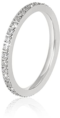 Kvinnoring med cubic zirconia stenar I Mousserande förlovningsring för kvinnor tillverkad av högkvalitativt rostfritt stål med 18 karat guldplätering I Cubic zirconia ring i högkvalitativ presentförpackning