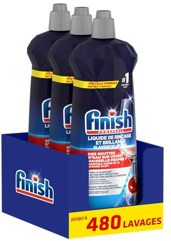 Finish Liquide de Rinçage Brillance et Séchage- Produit Lave-Vaisselle - Jusqu'à 480 lavages - 2400ml en Lot de 3