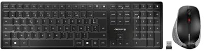 CHERRY DW 9500 Slim, Ensemble Clavier et Souris sans Fil, Disposition française (AZERTY) Bluetooth ou Radio 2,4 GHz, Souris Ergonomique pour Droitiers, Gris Anthracite