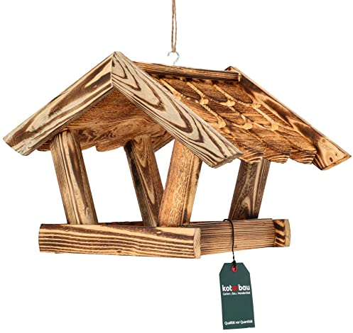 KOTARBAU® Vogelhaus zum Aufhängen 39 x 27cm Vogelfutterhaus Holz Vogelfutterspender mit Holzschindeln Futterhaus für Vögel Vogelhäuschen Futterstationen für Wildvögel Vogelhaus Balkon Vogel Futterhaus