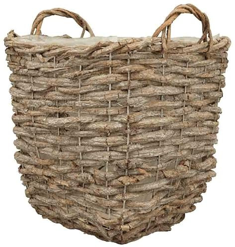 KUHEIGA Pflanzkorb aus Rattan in 2 versch. Größen mit oder ohne Henkel