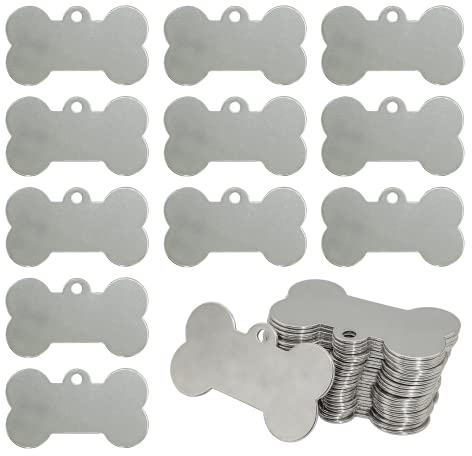 Unbeschriftete Erkennungsmarken in Knochenform, 304 Edelstahl, Stanzrohlinge, Gravur, blanko, 50 x 28 mm, 25 Stück