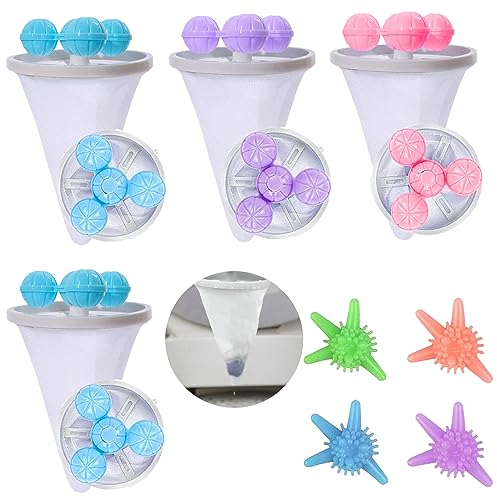 8 Stück Haarentferner Für Waschmaschine,4 Waschmaschine Haarentferner Filterbeutel,4 Wäschebälle,Filterbeutel Tierhaarentferner,Haarfilter Netz Beutel,Für Haar,Hundehaar,Katzenhaare.