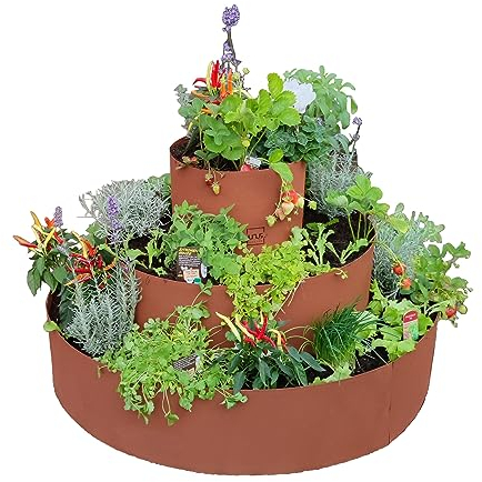 UNUS Garden Kräuterspirale Edelrost, rundes Kräuterbeet für Terrasse und Garten, 3 Ebenen, Ø 30 cm, 60 cm, 90 cm, Kräuterschnecke aus Metall, in Rostoptik