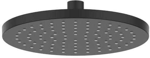 Schläfer 136000 | Pomme de douche noir mat, ronde 20 cm pluie haute pression anti-calcaire en ABS, pomme de douche cabine de douche, joint réglable universel G 1/2