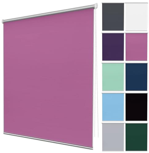 Doppelrollo Klemmfix Ohne Bohren 65 x 210 cm Hitzeschutz und Sichtschutz Seitenzugrollo Verdunkelungs-Rollo inkl Montagematerial für Fenster und Tür, Rosa