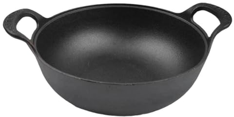 HOLIDYOYO Pentola Ghisa Non Rivestita Da Adatta Per Stufati Zuppe e Fritture Design Con Fondo Arrotondato Facile Da Pulire e Uso Su Aperta
