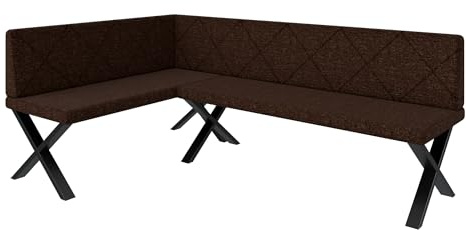 FURNISTAR Eckbank Akiko Metal X - Eckbankgruppe für Ihrem Esszimmer, Küche modern, Sitzecke, Essecke. Perfekt für Küche, Büro und Rezeption. Solide und Starke Verarbeitung. (128x196-Links-Inari28)