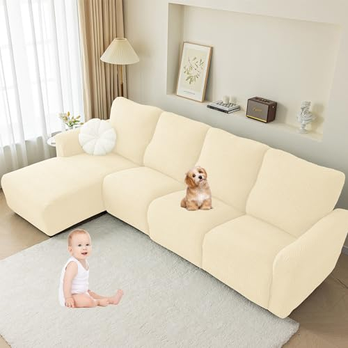 KCCRHIN 2024 Neuer Sesselbezug Stretchy All-Inclusive Sesselschoner Waschbar Sessel-Überwürfe Relaxsessel Relax Recliner Chair Cover Antirutsch Husse Mit Armlehnenschoner,Beige,3seats/8Pieces