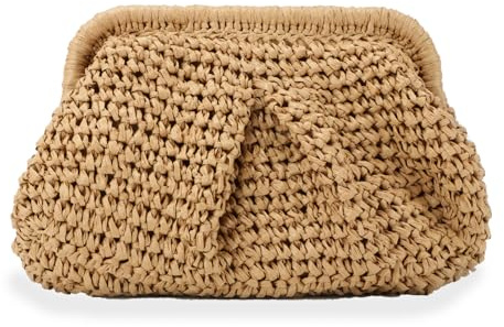 LHHMZ Pochette di Paglia per Donna a Forma di Fagottino - Borsa Intrecciata da Spiaggia Estiva