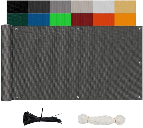 Ziligengsheng Balkon Sichtschutz Ohne Bohren, (700 Größen 7 Farben) Blickdichte Balkonverkleidung Balkonabdeckung Wetterfest UV-Schutz 100% Schutz der Privatsphäre für Balkon Garten