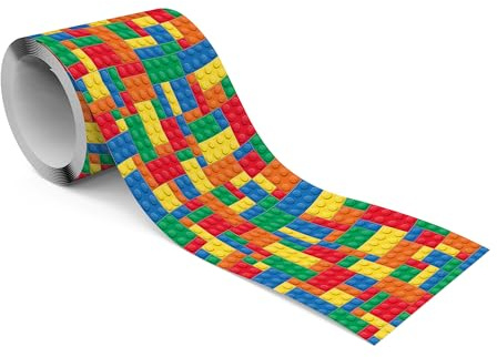 Muralo Bordüre Selbstklebend Bunte Bausteine, Wandbordüre - 10x300 cm | Tapetenbordüre, Modernes Design, UV-beständig, halbmatt, glatt und abriebfest - ideal für das Kinderzimmer