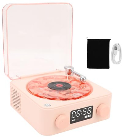 Waves Haut-Parleur Bluetooth Portable Vintage Tourne-Disque Vinyle Rétro avec Lumières Réglables et Bruit Blanc de Mer – Idéal pour Chambre à Coucher et Fêtes