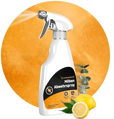 Spray repellente per acari - 500 ml - Spray per materassi e mobili - Protezione con estratto di eucalipto e crisantemo - anti-acari - Elimina gli acari della polvere - Made in Germany