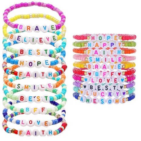 CHROMACRAFT 20-pack pärlarmband, modearmband, alfabetsarmband, vänskapsarmband för flickor