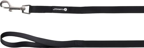 Hundeleine – Trainings- und Suchleine mit Handschlaufe – 10m x 17mm – Flamingo Caspar Schwarz – Biothane – Karabiner verchromt