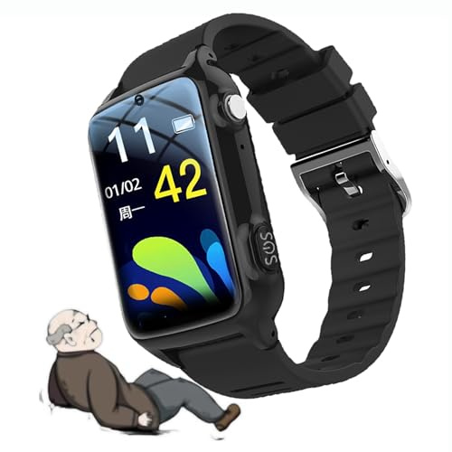 Generico Anziani 4G Smart Watch Posizionamento Rilevamento delle Cadute Orologio Intelligente Bracciale SOS Allarme di Caduta con Recinzione Elettronica Fitness Tracker per Demenza Alzheimer (Nero)