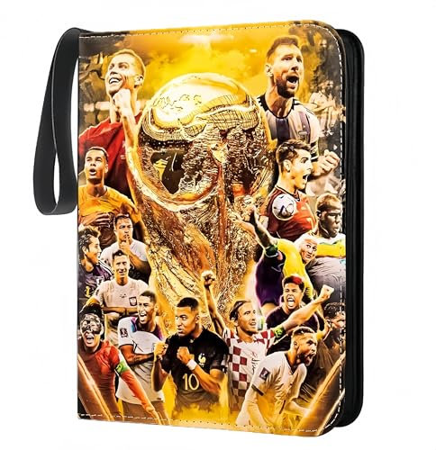 Fußball-Sammelkartenalbum, 400 Karten Kapazität, Fussballstars Design, Wasserfestes Material, Reißverschluss